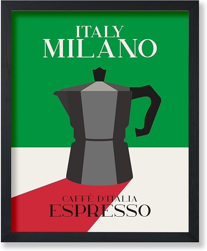 Poster Master Moka Pot Print - Espresso Poster - Italian Coffee Art - Great Gift for Barista, Coffee Lovers, Café Owner - Perfect Wall Decor for Dining Room, Kitchen - 8x10 UNFRAMED Wall Art