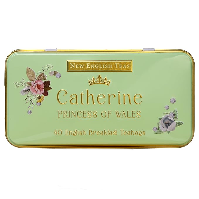 New English Teas Catherine, Princess of Wales Tea Tin with 40 English Breakfast Teabags