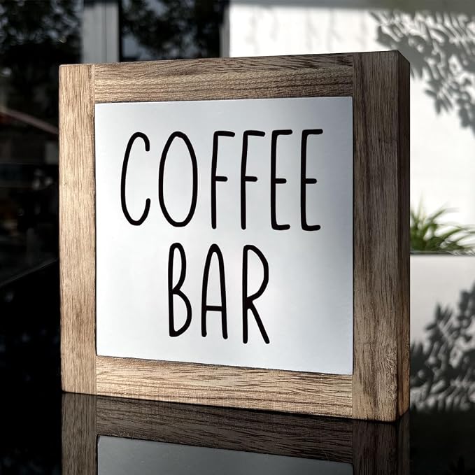 Coffee Bar Sign and Decor Set - Wooden Box Signs for Home, Farmhouse Wood Table Decor, Country Style Cafe Decoration - Image 3