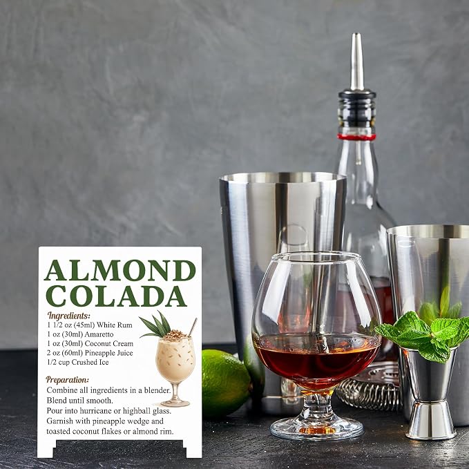 Almond Colada Recipe Rustic Bar Decor for Home Cafe Farmhouse Cocktail Sign for Kitchen Bar Cart Accessories Mixology Christmas Gift for Bartender Men Women New Couple - 5.59 x 4.33 inch Acrylic Sign - Image 4