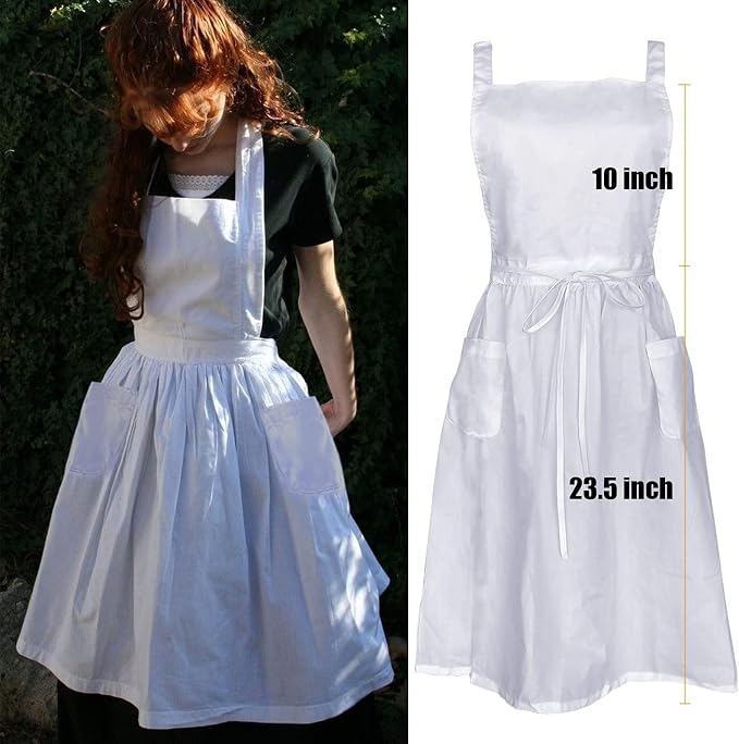White Maid Apron for Women Cotton Waist Half Maid Costume Victorian Retro Ruffled Kitchen Cute Vintage Party Cosplay - Image 7