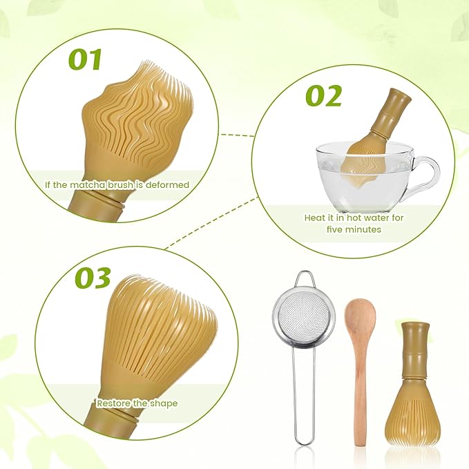 3PCS Resin Matcha Whisk Set, Easy-To-Clean Bamboo Macha Tools for Perfect Stirring, Suitable for Making Ceremonial-Grade Matcha, Tea Accessories for Tea Lovers for Christmas, Birthdays