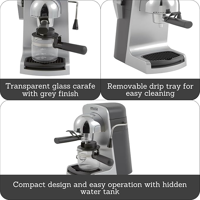 IMUSA 4cup Electric Bistro Espresso Cappuccino Maker, Silver