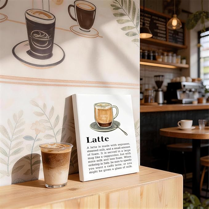 RTVJTERQ Latte Coffee Art, 8x10 Inches Espresso & Steamed Milk Painting, Artistic Wall Decor for Kitchen & Café, Premium Art Piece, Ideal Gift For Aficionados