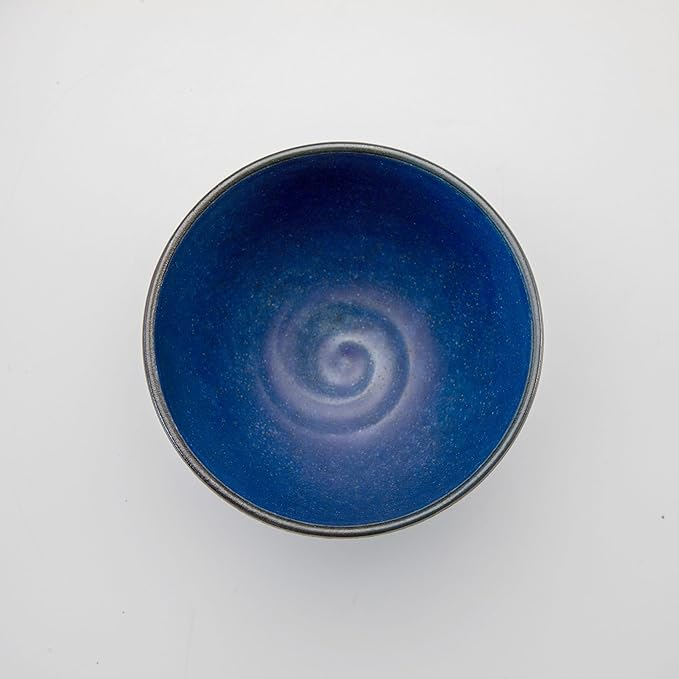 Asayu Japan Matcha Bowl, Handmade in Gifu Japanese Ceramic Chawan, 12 x 7.8 cm, 500ml, Microwave Safe for Tea Ceremoney, Green Tea, Pottery - Kurogane Blue