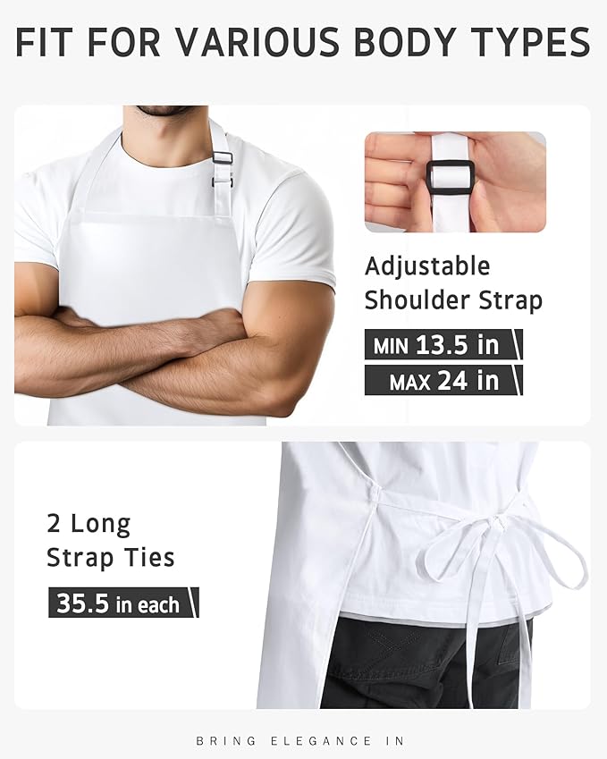 Syntus Chef Apron for Men Women Kitchen Cooking Apron with Pockets, Adjustable Bib Aprons Stain Resistant