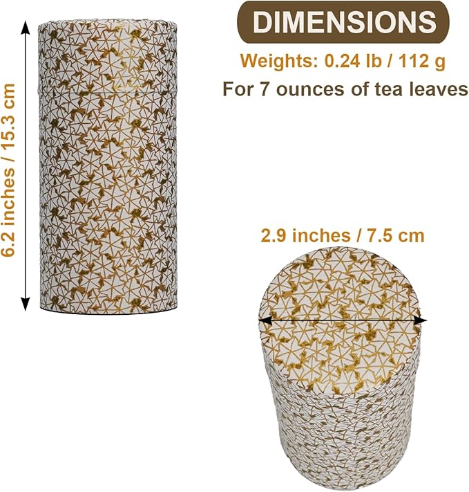 Kyoto Floral Tin Tea Canister - 7 oz Traditional Japanese Yuzen Paper Design, Airtight Storage for Fresh Tea Leaves, Ideal for Tea Ceremony Accessories Collection (Gold)