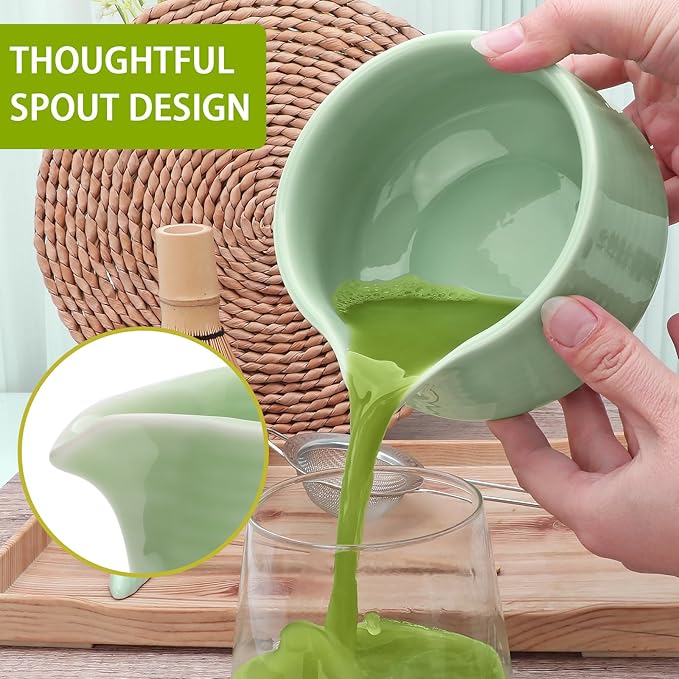 Matcha Whisk Set,7pcs Green Matcha Set includes Matcha Bowl (19 oz),Bamboo Matcha Whisk and Matcha Scoop,Matcha Whisk Holder,Stainless Steel Sifter,Tea Making Tools,Matcha Kit Gift for Matcha Lovers