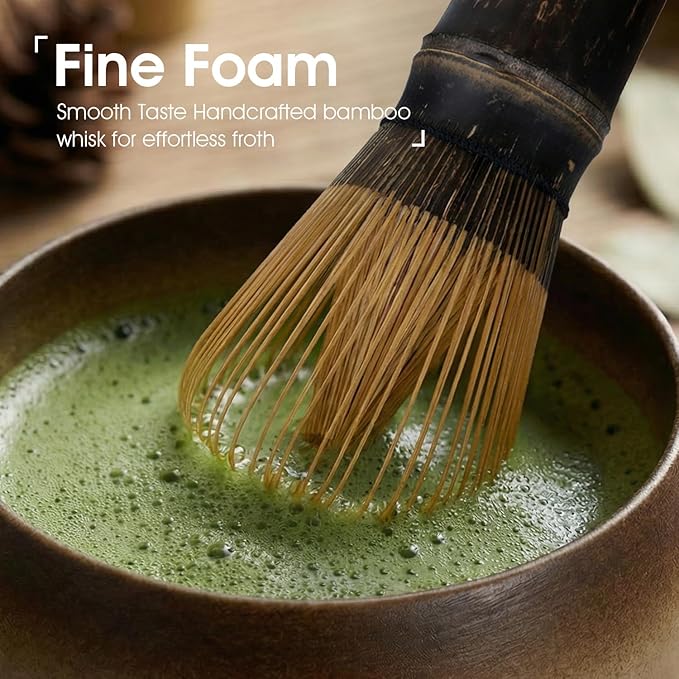 Matcha Whisk Set, 5-Piece Matcha Kit with Handmade Ceramic Bowl, 100-Prong Bamboo Whisk, Scoop, Holder & Rest – Premium Matcha Tea Set for Beginners & Tea Lovers, Gift Ready