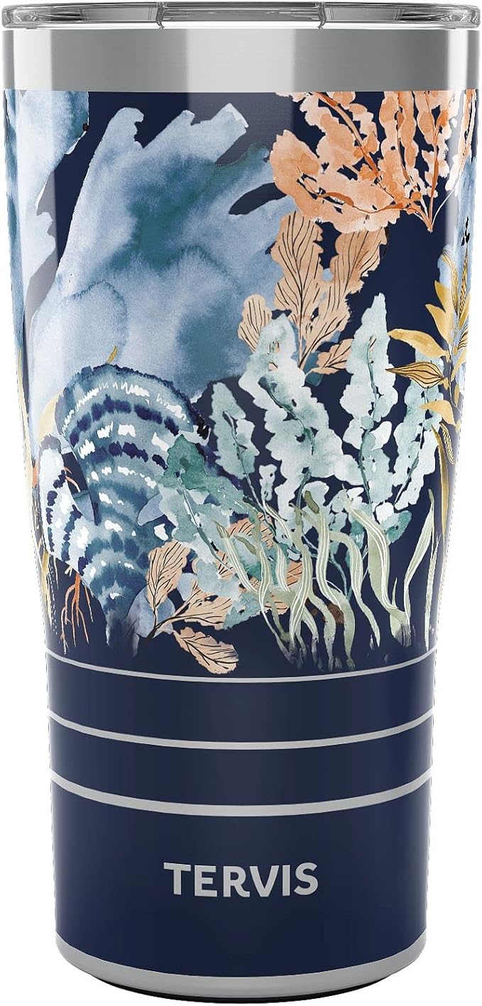 Tervis Traveler Sara Berrenson Deep Sea Kelp Triple Walled Insulated Tumbler Travel Cup Keeps Drinks Cold & Hot, 20oz, Stainless Steel
