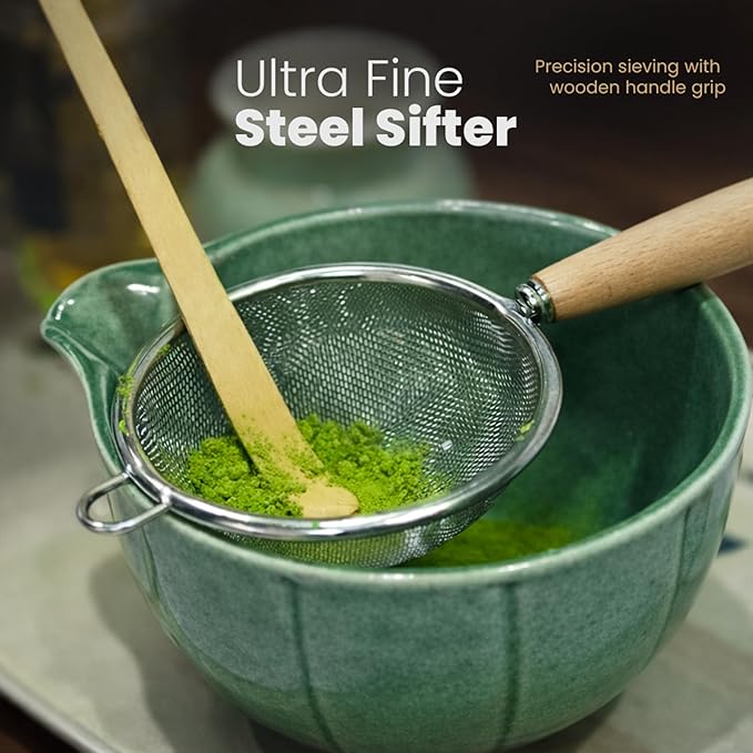12-Piece Matcha Whisk Set - Complete Matcha Kit Including Matcha Bowl with Spout, Bamboo Whisk, Bamboo Straws, Scoop with Holder, Sifter with Wooden Handle & More - Premium Matcha Gift Set