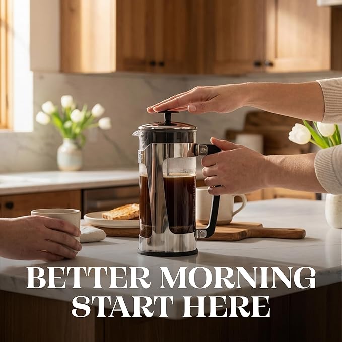 ESPRO P5 French Press Coffee Maker – Patented Double Micro-Filter for Grit Free Brew, Heat-Resistant Thicker Borosilicate Glass Coffee Press – 18 oz