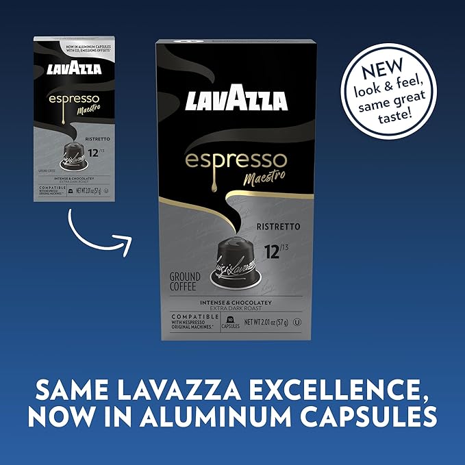 Lavazza Lavazza Ristretto Noble Dark Roast Coffee Capsules Compatible with Nespresso Original Machines, Ristretto, 10 Count (Pack of 6)