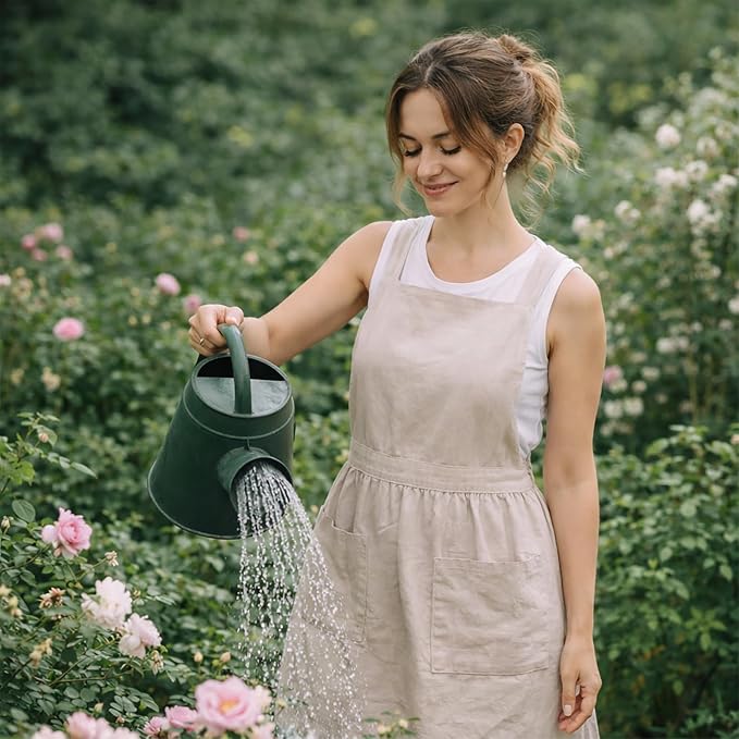 Pinknoke Cute Cotton Pinafore Aprons for Women with Pockets for Kitchen | Vintage Apron Dress,Adjustable Cross Back,2 Pockets,Long Straps,for Cooking Backing Gardening Painting Cleaning Gift Giving - Image 5