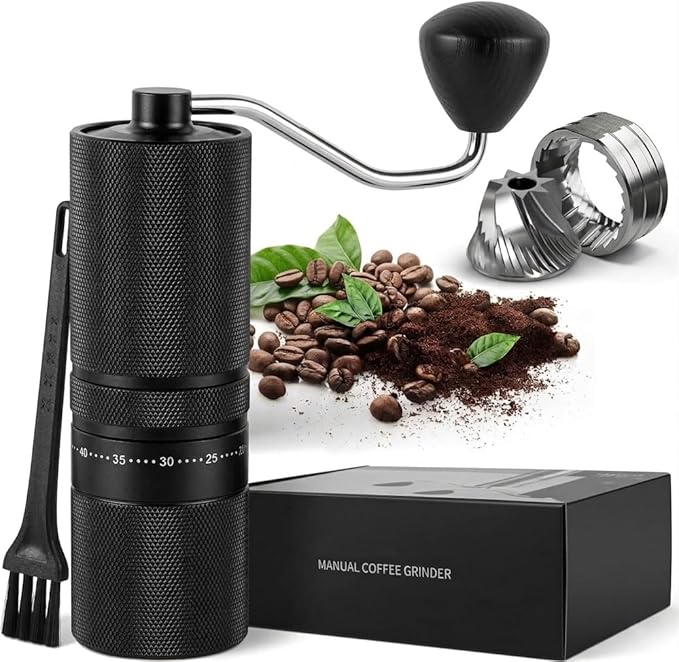 Manual Coffee Grinder with 60 Adjustable Settings, Portable Hand Coffee Bean Mill with 28g Capacity, Stainless Steel Conical Burr Coffee Bean Grinder for French Press, Pour Ove,Gifts for Coffee Lovers