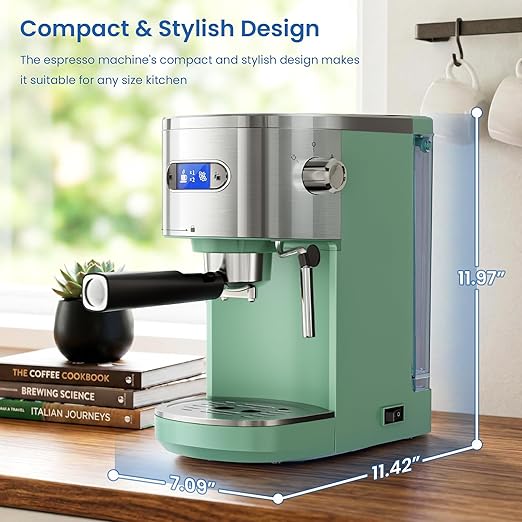 COWSAR Espresso Machine,Expresso Coffee Machines,Espresso Maker with Milk Frother Steam Wand & 40oz Removable Water Tank，Stainless Steel Compact Cappuccino & Latte Machine