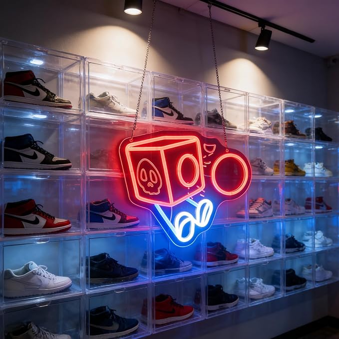 Funny Box Gaming Neon Sign for Kids Bedroom Game Room, LED Anime Wall Art for Gaming Setup, Man Cave, Dorm Decor, Dimmable USB, Awesome Gift for Gamers Teens, Boys, Kids - Image 3