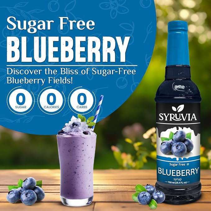Syruvia Sugar-Free Blueberry Syrup, Flavored Syrup for Drinks, Cocktails, Lemonades, Iced Teas, and Desserts – 25.4 fl oz, With Pump - Image 3