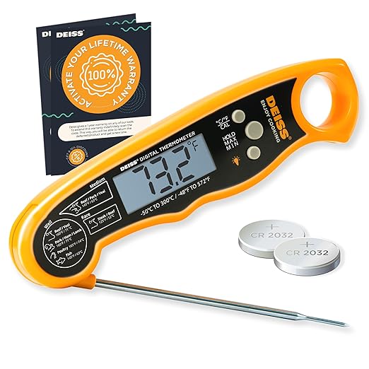 Deiss PRO Digital Meat Thermometer – Ultra Fast Digital Cooking Thermometer with Backlight Display - Waterproof Thermometer for Beef, Poultry, BBQ – Instant Read Candy Thermometer