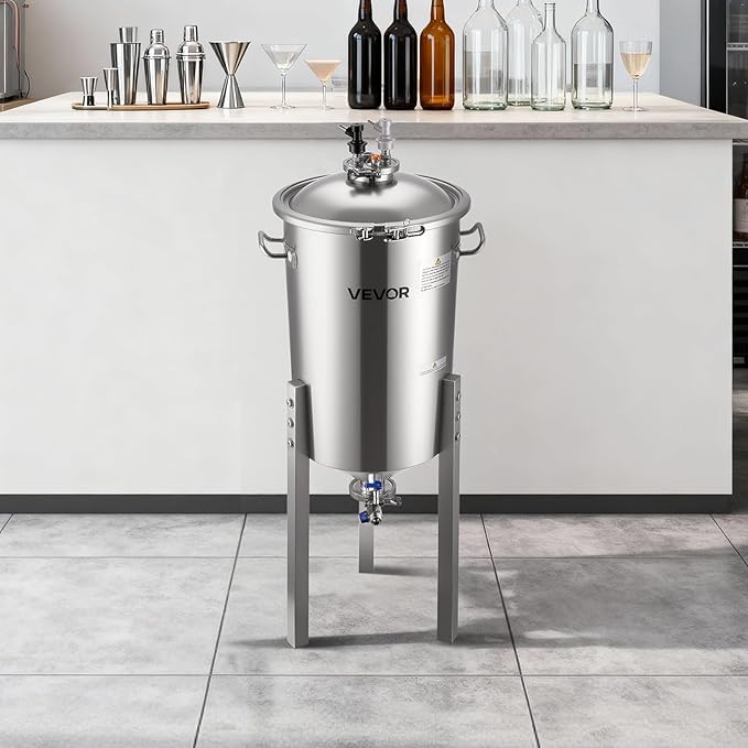 VEVOR Pressure Fermenter 15 PSI, 8 Gal/30L All-in-One Stainless Steel Conical Secondary Fermentation Bucket, for Wine, Beer Brewing Equipment