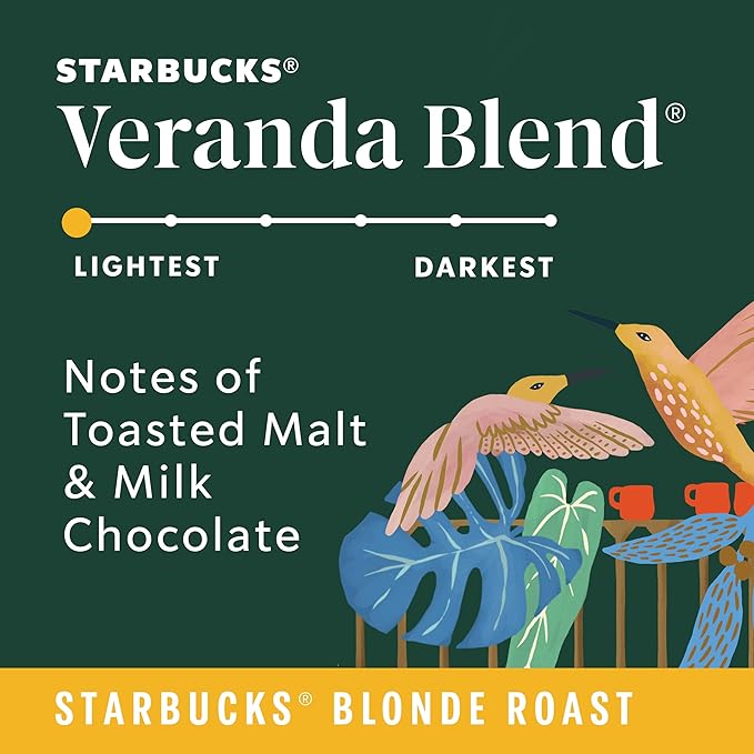 Starbucks K-Cup Coffee Pods, Starbucks Blonde Roast Hot or Iced Coffee, Veranda Blend, 32 Keurig Pods