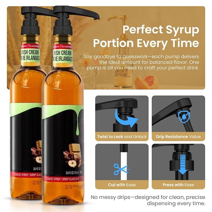 12-Pack Black Plastic Bottle Syrup Pumps – Fits 750ml / 25.4 oz Bottles – Compatible with Torani & More – IMPORTANT: Will Not Fit Glass Bottles – Coffee Syrup Dispenser - Image 6