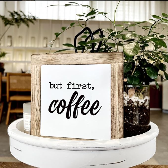 But First Coffee Decor Set - Wooden Box Signs for Home, Kitchen & Dining Room - Rustic Tabletop Decor for Coffee Lovers - Image 4
