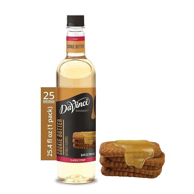 DaVinci Gourmet Cookie Butter Syrup, Made with pure Cane Sugar, Dairy Friendly, 25.4 Fluid Ounces (Pack of 1)