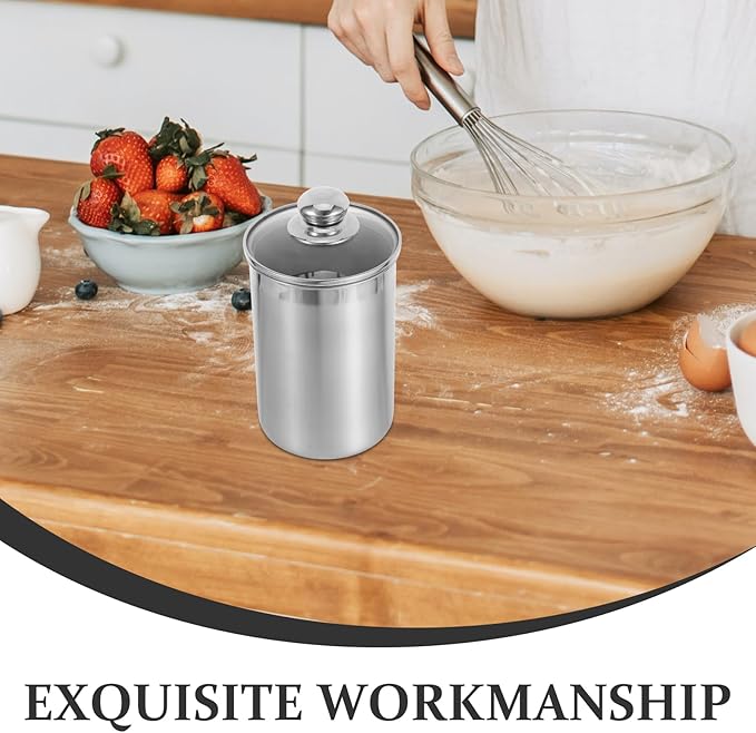 Cabilock Stainless Steel Canister Food Jars with Glass Lid, Kitchen Coffee Canister Cereal Storage Containers for Countertop Tea Sugar Beans Flour Cookie Candy Snack and More 60oz