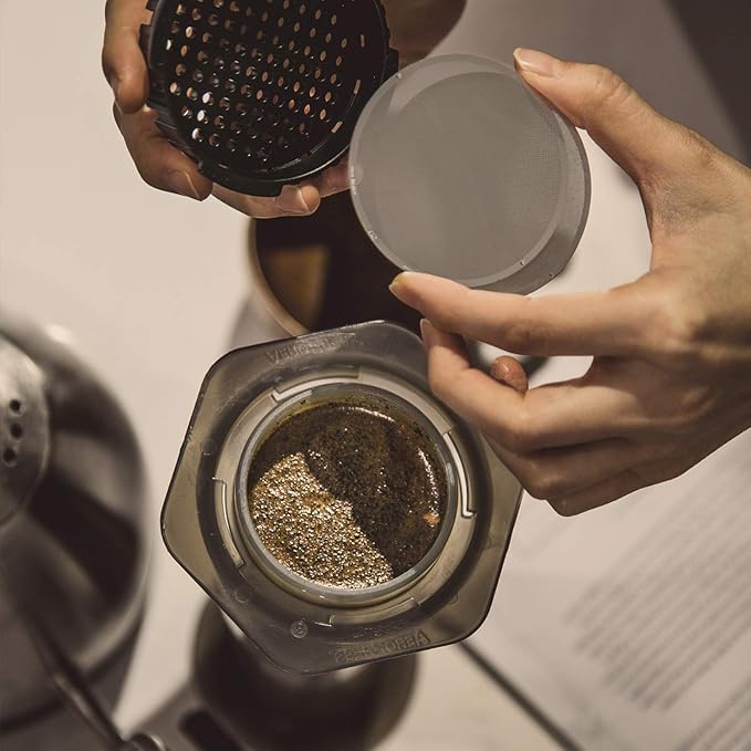 Stainless Steel Metal Reusable Filters - made for the AeroPress - o2 Micro Filter- Bonus Filter Drying Stand & Carrying Case