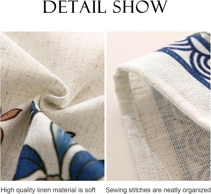 patdrea Blue Floral Linen Apron with Pocket,French Kitchen Garden Chef BBQ Aprons for Women and Men,Crisscross Back Straps - Image 6