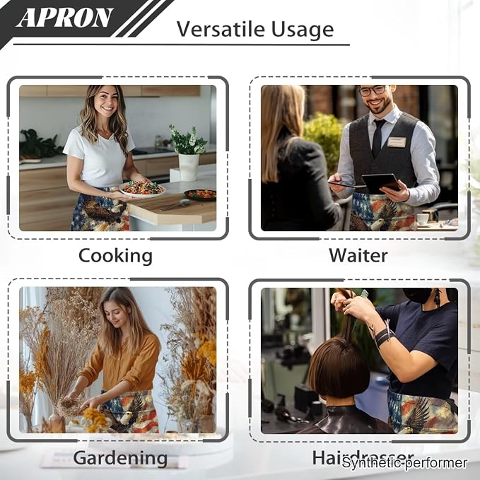 Server Apron with 3 Pockets 13 Inch Short Half Waist Aprons Waterproof Cooking Aprons for Women Men - Image 5