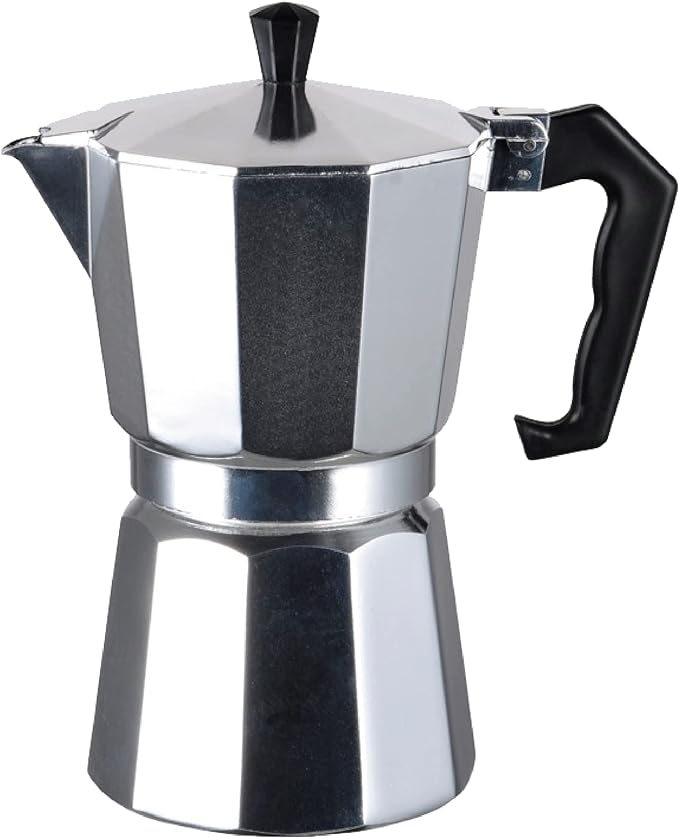 J&V TEXTILES Stovetop Espresso and Coffee Maker, Moka Pot for Classic Italian and Cuban Café Brewing, Cafeteria, (9-Cup)