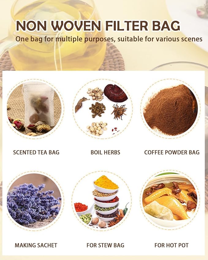 400pcs Disposable Tea Bags for Loose Leaf Tea With Free Tea Spoon - Filter Bags for Coffee, Spice, Herbs (QS218)