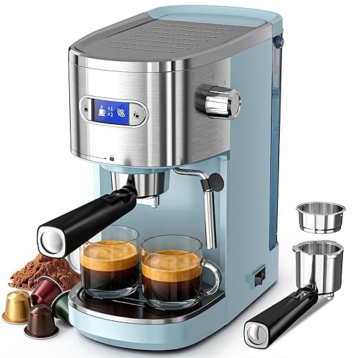 COWSAR Espresso Machine,Expresso Coffee Machines,Espresso Maker with Milk Frother Steam Wand & 40oz Removable Water Tank，Stainless Steel Compact Cappuccino & Latte Machine