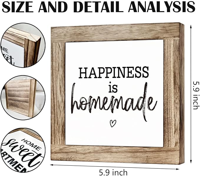 Happiness is Homemade Wooden Sign - Home Decor Accent for Kitchen, Living Room & Housewarming Gift - Image 2