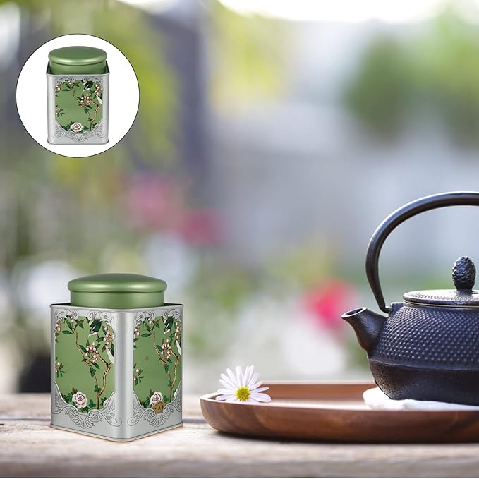 BESPORTBLE Tea Tin Canister with Airtight Double Lids Airtight Loose Tea Canister Tinplate Empty Tin Coffee Candy Herbs and Spices
