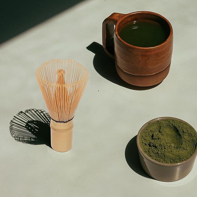 Matcha Whisk for Making and Stirring Matcha Tea Natural 80-prong Chasen Tea Ceremony Tool Small Traditional Japanese Whisk for Home and Ceremony Use