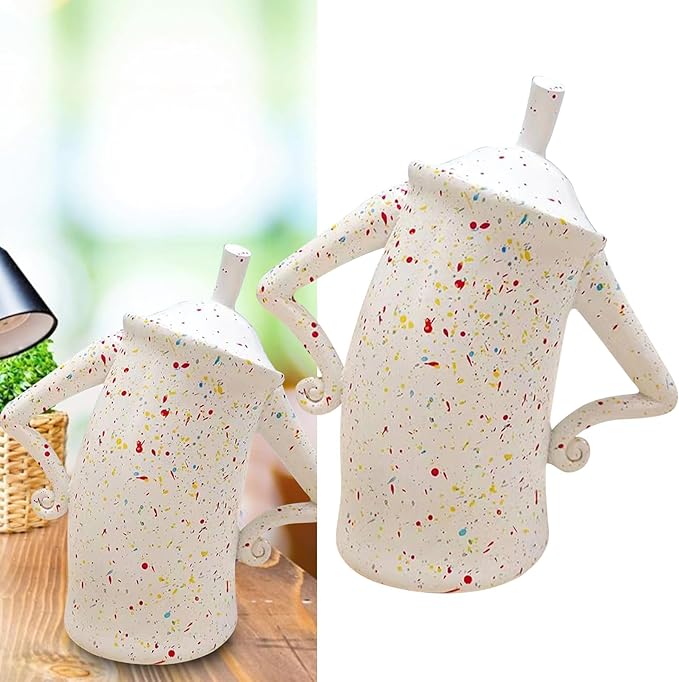 Sorandy Playful Coffee Bean Decorative Canister, Airtight Food Storage Jar for Rice, Sugar, Dry Goods (White, Small, 1L)