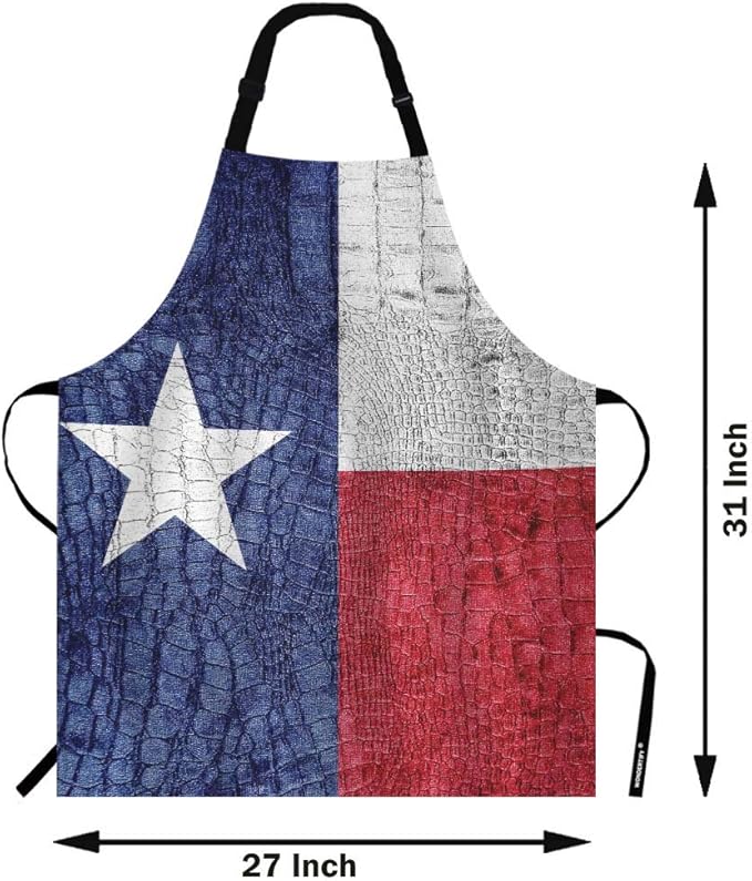 WONDERTIFY Texas State Flag Apron,The Flag Painted on Luxury Crocodile Bib Apron with Adjustable Neck for Men Women,Suitable for Home Kitchen Cooking Waitress Chef Grill Bistro Baking BBQ Apron