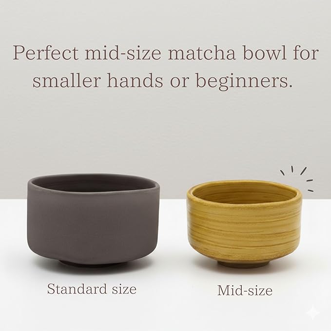 Product of Gifu Japan Ceramic Matcha Bowl, Handmade Chawan Japanese Green Tea Cup, Matcha Mixing Bowl, 400ml 13.6 oz, Brush Stroke Pattern, Yellow