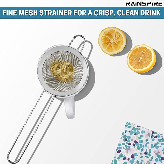Upgraded 3.3" 304 Stainless Steel Fine Mesh Strainers for Kitchen, Cocktail Strainer Tea Coffee Juice Strainer Food Strainer Mini Sieve Strainer, Silver