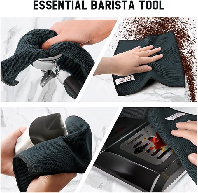 CAFEMASY Barista Towels Espresso Machine Accessories - 4 Pack Premium Absorbent Barista Cloth 8"x 8" Microfiber Coffee Machine Steam Wand Cleaning Rag Coffee Towel for Espresso Bar - Image 4