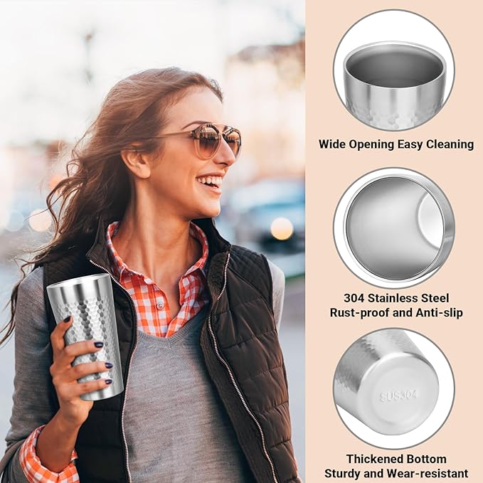 Metal Cup, 19 oz Insulated Tumbler, 12 Pack Double Wall Unbreakable Stackable Water Tumblers Premium Insulated Stainless Steel Cups Drinking Glasses for Home Travel Camping Outdoor