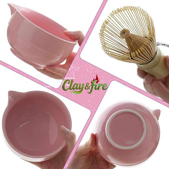 Clay&Fire Matcha Whisk Set, 9 pcs Ceramic Matcha Set, Gifts for Women,Matcha Bowl with Spout and Whisk, Matcha Kit for Matcha Lovers, Gift Mother's Day, Birthday, Anniversary