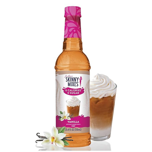 Jordan's Skinny Mixes Sugar Free Coffee Syrup, Vanilla Coffee Flavoring Syrup, Zero Calorie Drink Mix, Lattes, Baking, Protein Shake or Cocktail, Dairy & Gluten Free, Kosher, 25.4 Fl Oz