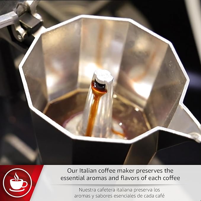 Magefesa Colombia Noir Stovetop Espresso Moka Pot, 12-Cup/20 oz, Italian Coffee Maker for Cuban Coffee, Extra-Thick Aluminum, Heat-Resistant Handle, Safe & Easy-to-Use, Greca Coffee Maker