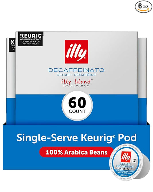 illy Decaf Coffee K Cup, Pods for Keurig Machines, Classico Decaffeinated Medium Roast, 100% Arabica, Premium Italian Coffee, 10 Count, 6 Pack