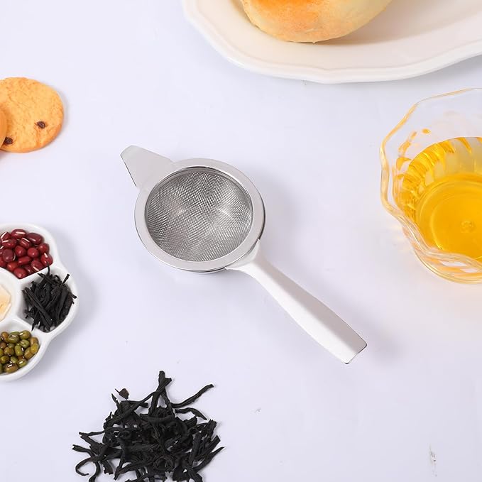 2.2" Small Sifter for Matcha Strainer Fine Mesh Mini Tea Strainers Small Sifter for Matcha Filter with Handle Metal Sieve Stainless Steel for Cocktail Loose Tea Coffee, Silver