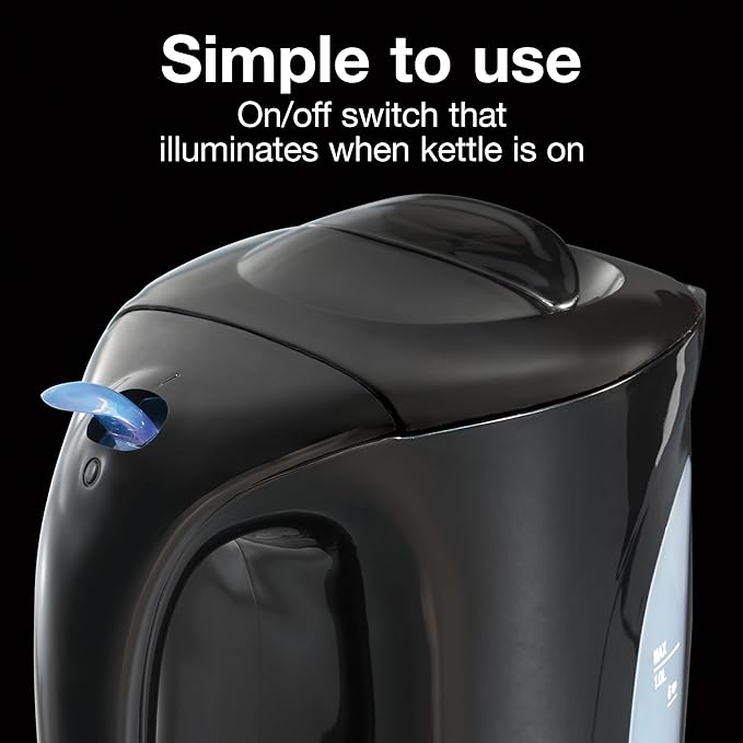 Proctor Silex Electric Tea Kettle, Water Boiler & Heater Auto-Shutoff & Boil-Dry Protection, 1000 Watts for Fast Boiling, 1 Liter, Black (K2071PS)